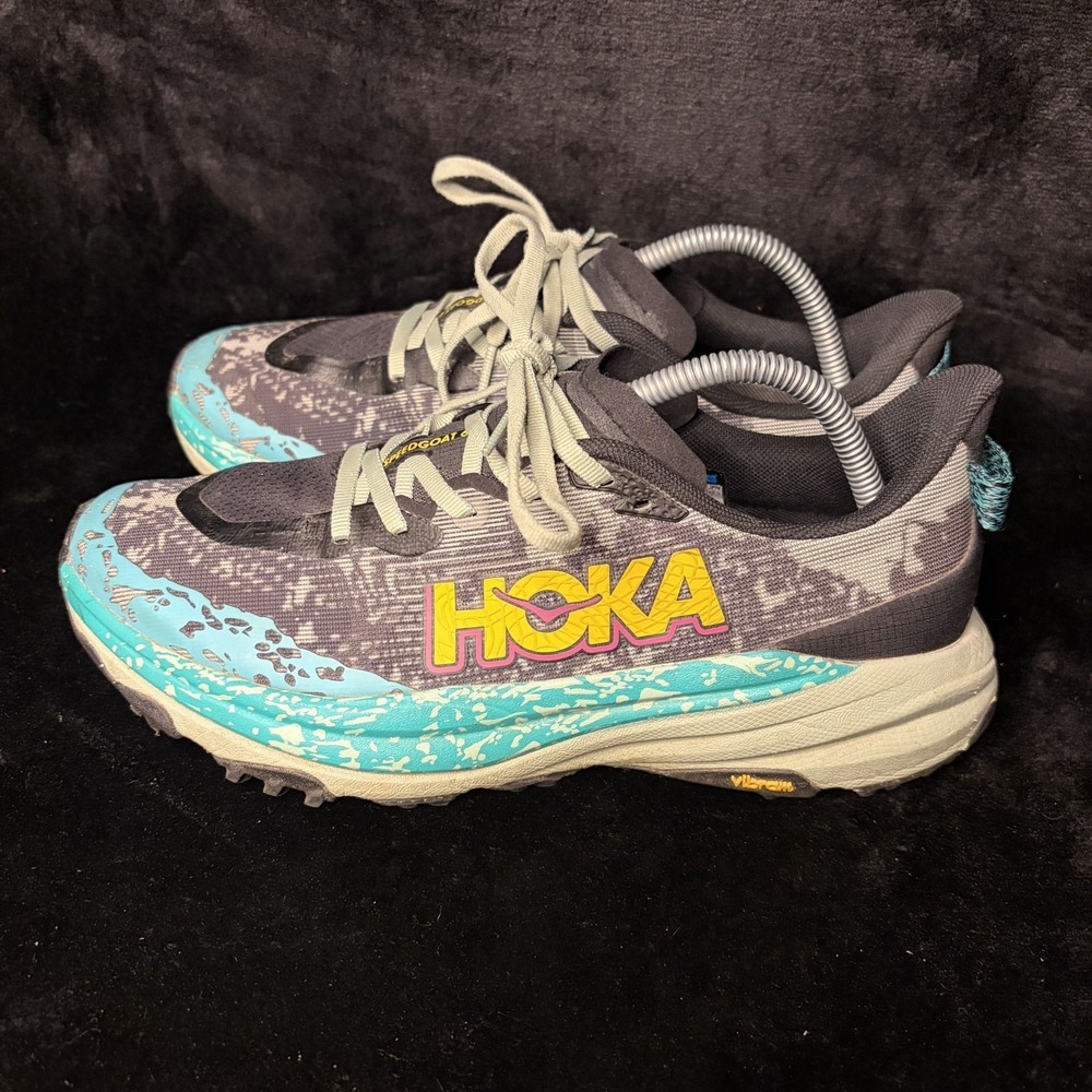 Hoka One One Speedgoat 6 1147811 BLVR Womens US 9.5 B Shoes Black Aloe Sneakers